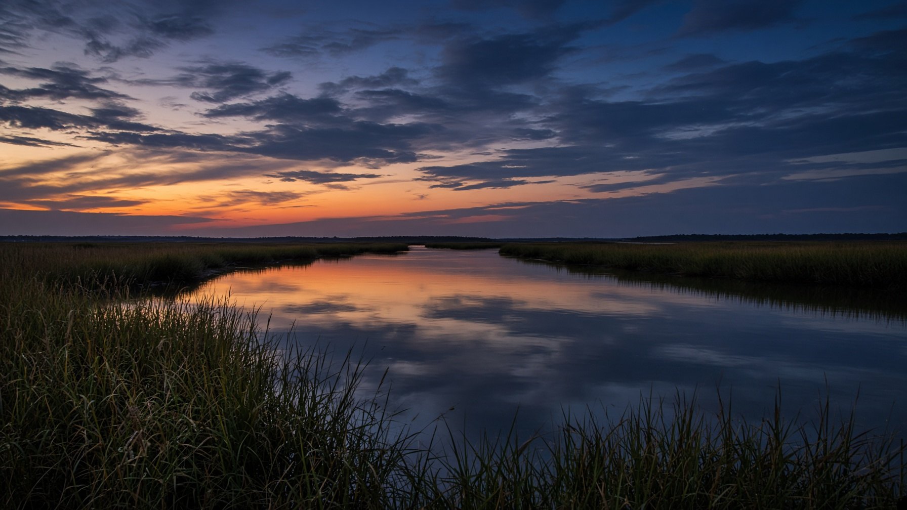 Chesapeake marsh at dusk