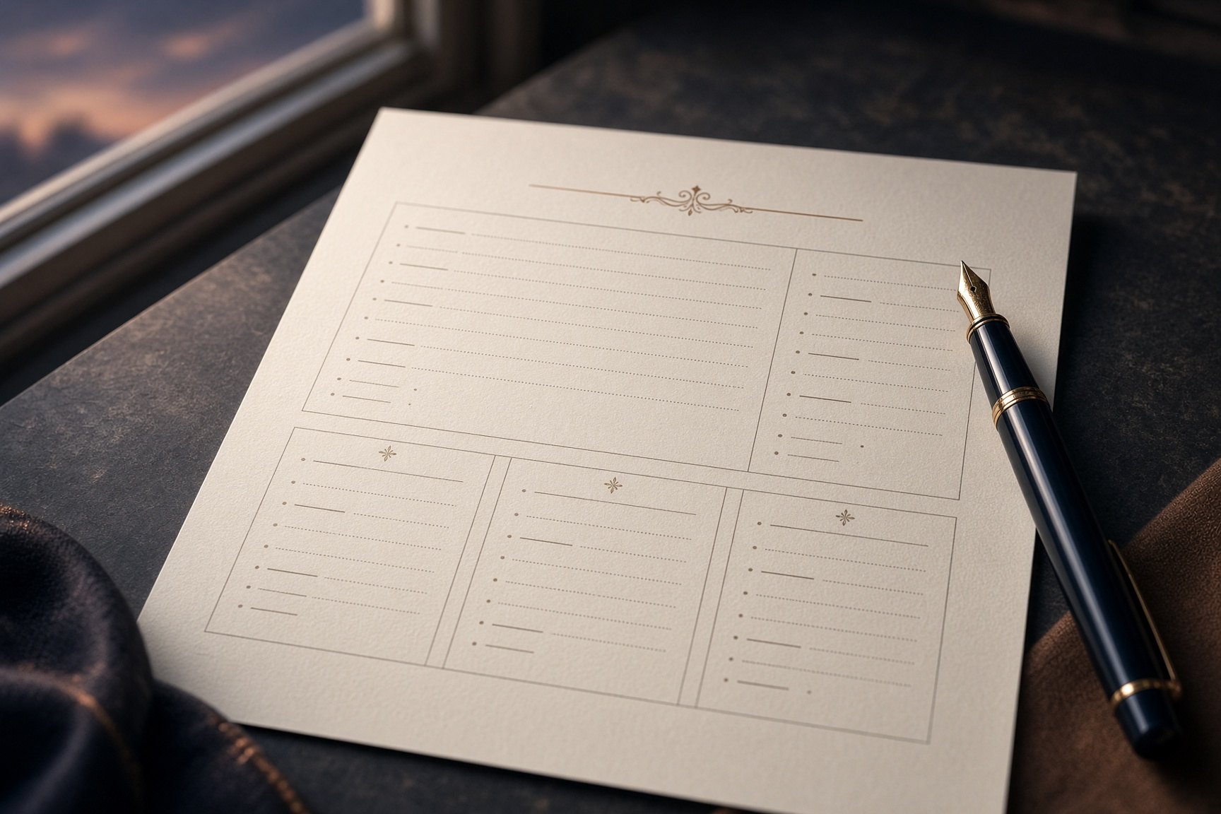 A simple one-page plan on a desk